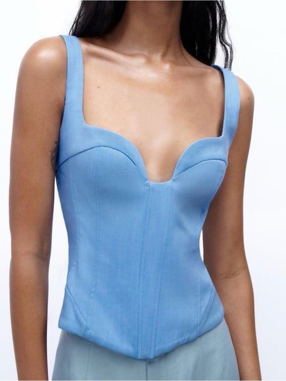 Zara Light Blue Structured Bustier Top NWT